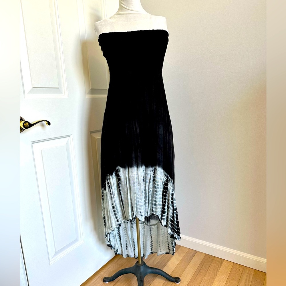 Beautiful Strapless Tube Top Maxi Dress Hi Low Black & Grey Size M